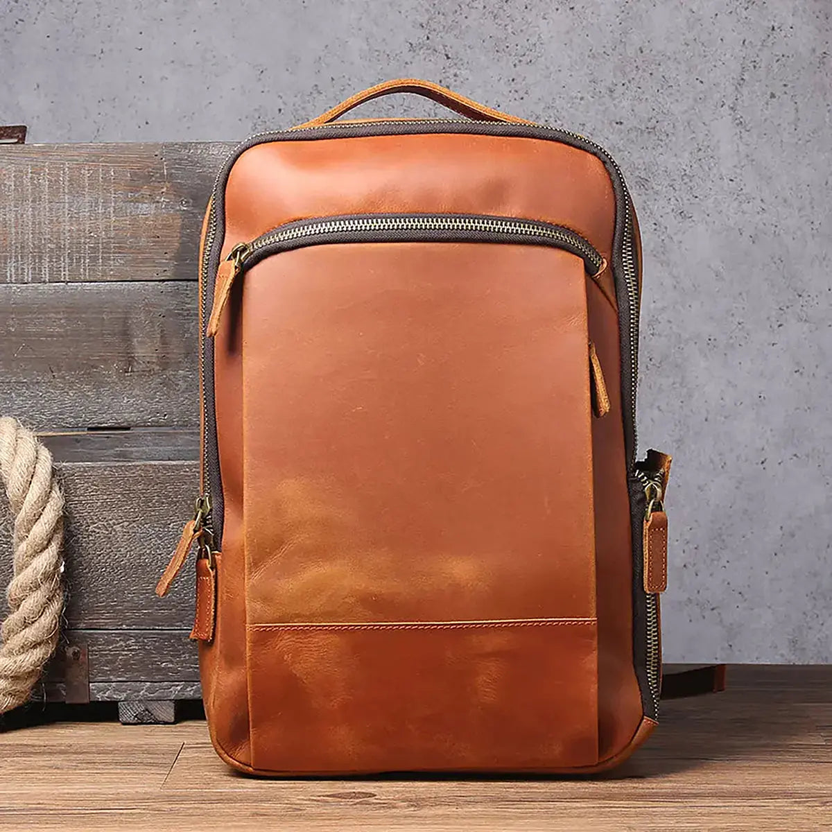Men's Simplicity Vintage Casual Leather Backpack Dropshipman